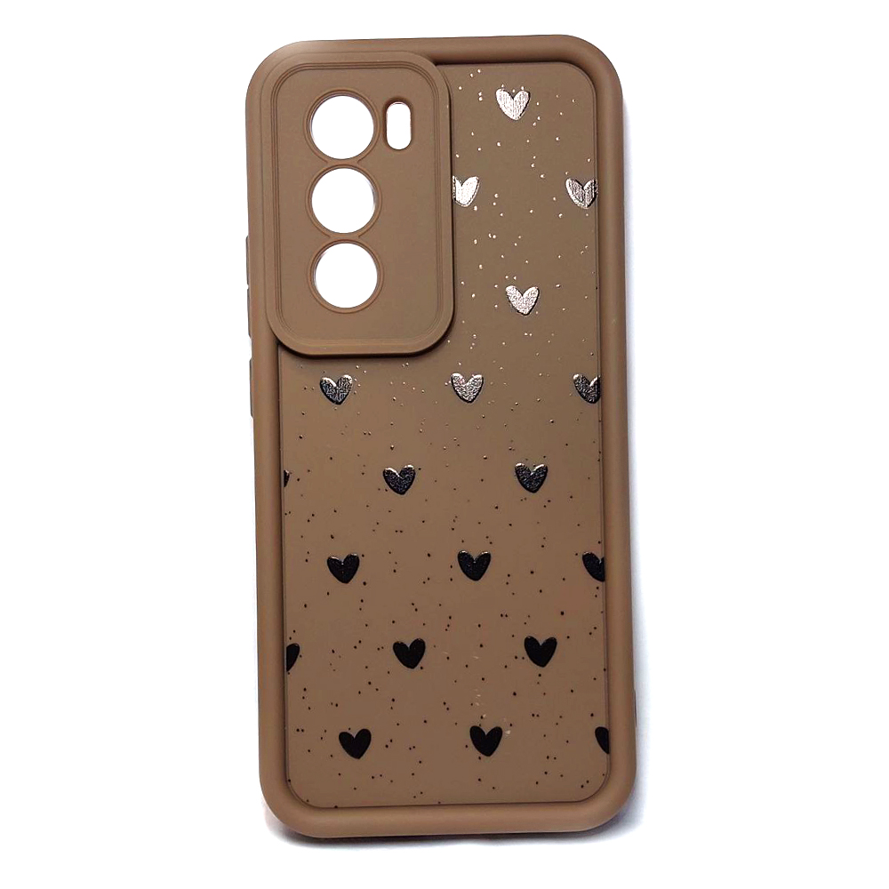 Накладка Luxury Candy Hearts для Oppo Reno 12 5G (Brown)-0